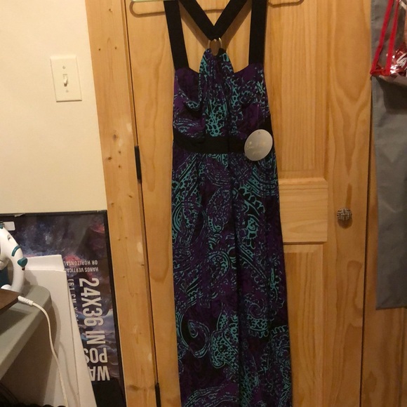 Emma & Michele Dresses & Skirts - Emma & Michele Teal and Purple Maxi Dress Size M